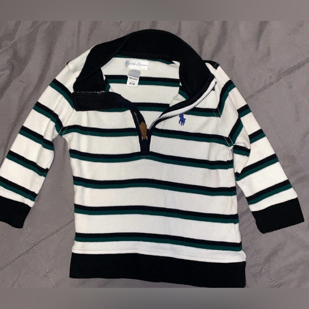 Ralph Lauren Kids Striped Sweater - Black, White, Teal